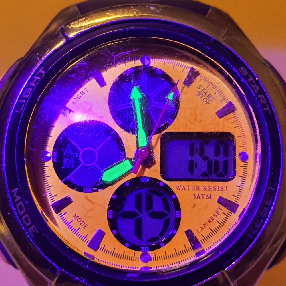 10/$20 Silver/Orange Nylon Analog-Digital Alarm Chrono Men's Watch